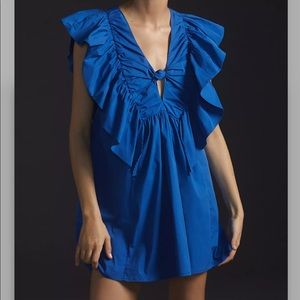 Anthropologie Blue Tassel Mini Dress